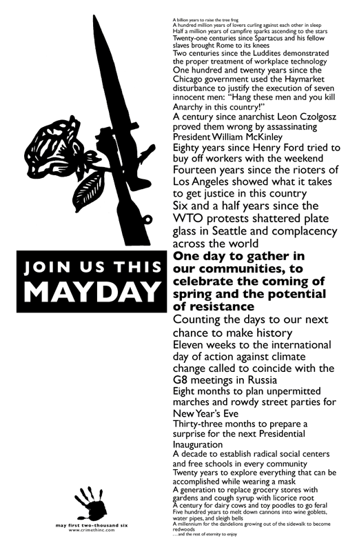 Photo of ‘Join Us This May Day’ front side